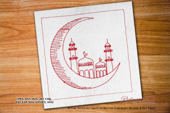 Crescent Moon with Mosque Redwork: A Review
